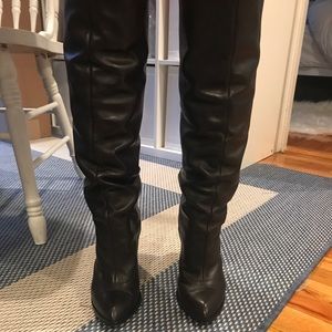 Calvin Klein runway knee high leather boots